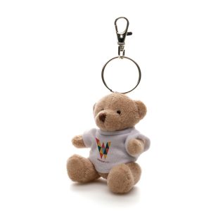 Crafted with polyester fabric for soft touch, cotton filler for perfect cuddling, platinum trigger clip with split ring for secure attachment and plastic eyes, this 8cm teddy keyring exudes character and charm.
