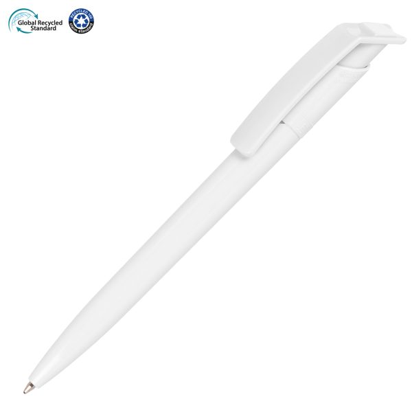 An attractive push action ball pen made from 100% ethically sourced recycled materials, with a traceable footprint. For every two pens purchased, an entire plastic bottle is prevented from entering the ocean. The Recycool is produced in Europe to maintain a lower carbon footprint. Imprinted with ‘Made with Social Plastic’ on the upper barrel of the pen, opposite the clip. This product also includes a European jumbo refill that has a writing length of 2500m.
