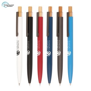 A stylish and sustainable metal pen that gives back! With a modern design it includes a recycled aluminium barrel with a pre-printed recycled symbol, natural bamboo plunger encased within a transparent PETG surround and finished with a gun metal clip. 5p from every pen sold is donated to ‘Helping Uganda Schools Charity’