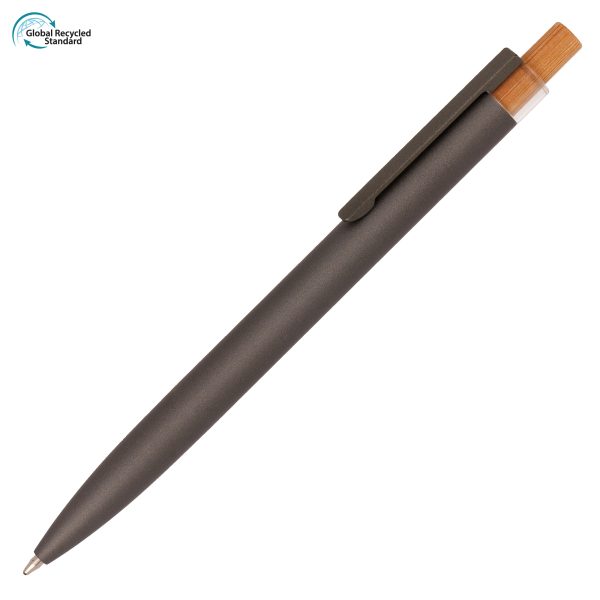 A stylish and sustainable metal pen that gives back! With a modern design it includes a recycled aluminium barrel with a pre-printed recycled symbol, natural bamboo plunger encased within a transparent PETG surround and finished with a gun metal clip. 5p from every pen sold is donated to ‘Helping Uganda Schools Charity’