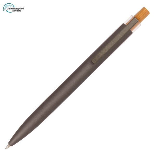 A stylish and sustainable metal pen that gives back! With a modern design it includes a recycled aluminium barrel with a pre-printed recycled symbol, natural bamboo plunger encased within a transparent PETG surround and finished with a gun metal clip. 5p from every pen sold is donated to ‘Helping Uganda Schools Charity’