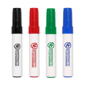 A whiteboard marker writes on many surfaces and can be dry-wiped without leaving a trace.