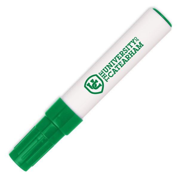 A whiteboard marker writes on many surfaces and can be dry-wiped without leaving a trace.