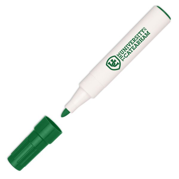 A whiteboard marker writes on many surfaces and can be dry-wiped without leaving a trace.