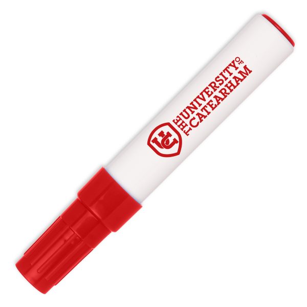 A whiteboard marker writes on many surfaces and can be dry-wiped without leaving a trace.