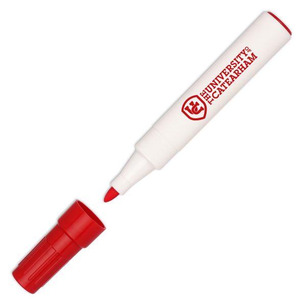 A whiteboard marker writes on many surfaces and can be dry-wiped without leaving a trace.