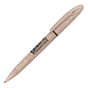 A 2-in-1 twist action ball pen and highlighter made from ABS plastic and sustainable wheat straw plastic.