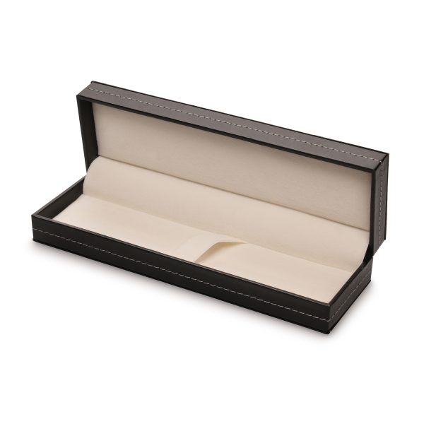 Elevate your gift-giving with the Stitch single gift box. This premium hinged lid box features exquisite stitch detailing and a plush velvet interior, perfect for your prestige pens.