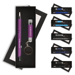 The Lumi soft feel 3 LED torch and Aladdin soft feel ball pen supplied in a purpose made gift box with a foam insert and a window. All items to be supplied as a whole set.