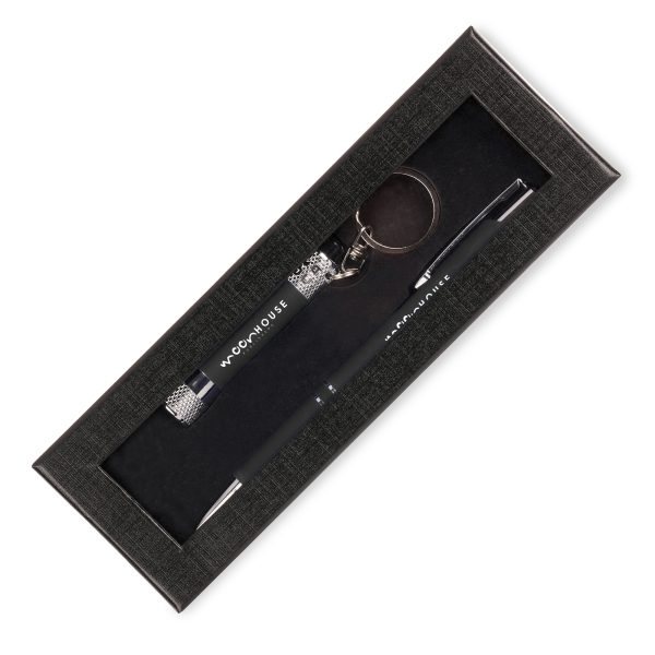 The Lumi soft feel 3 LED torch and Aladdin soft feel ball pen supplied in a purpose made gift box with a foam insert and a window. All items to be supplied as a whole set.