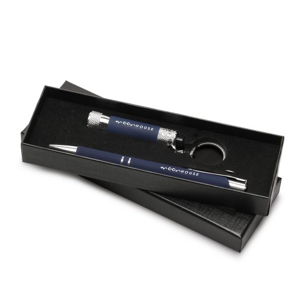 The Lumi soft feel 3 LED torch and Aladdin soft feel ball pen supplied in a purpose made gift box with a foam insert and a window. All items to be supplied as a whole set.