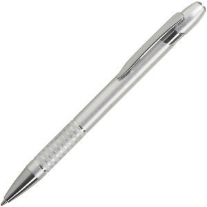Metalic silver ball pen with blue ink