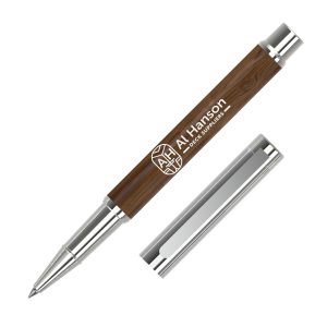A high quality metal and wood rollerball pen featuring a stunning wooden barrel from Germany’s oldest promotional pen supplier.