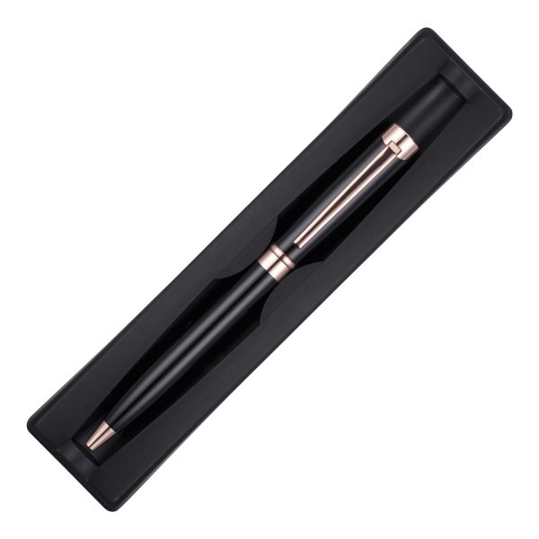 Compact way of presenting one pen with clear take off lid. Inner keeps pen securely in place.