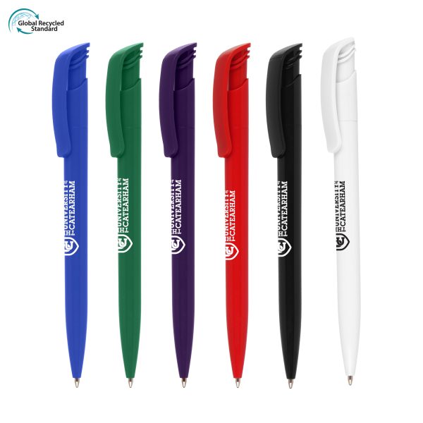 The recycled version of a much loved best seller! Made from 78% recycled ABS plastic, this push action ball pen still features a great print area to both the barrel and the clip. Why not add a QR code?