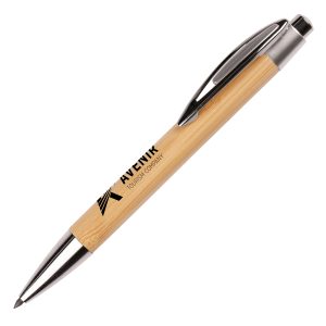 An eco-friendly bamboo eternity pencil with bamboo barrel, metal clip and attractive chrome trim. The pencil is made from 99% graphite and has microscopic reduction for eternal use without wearing down.