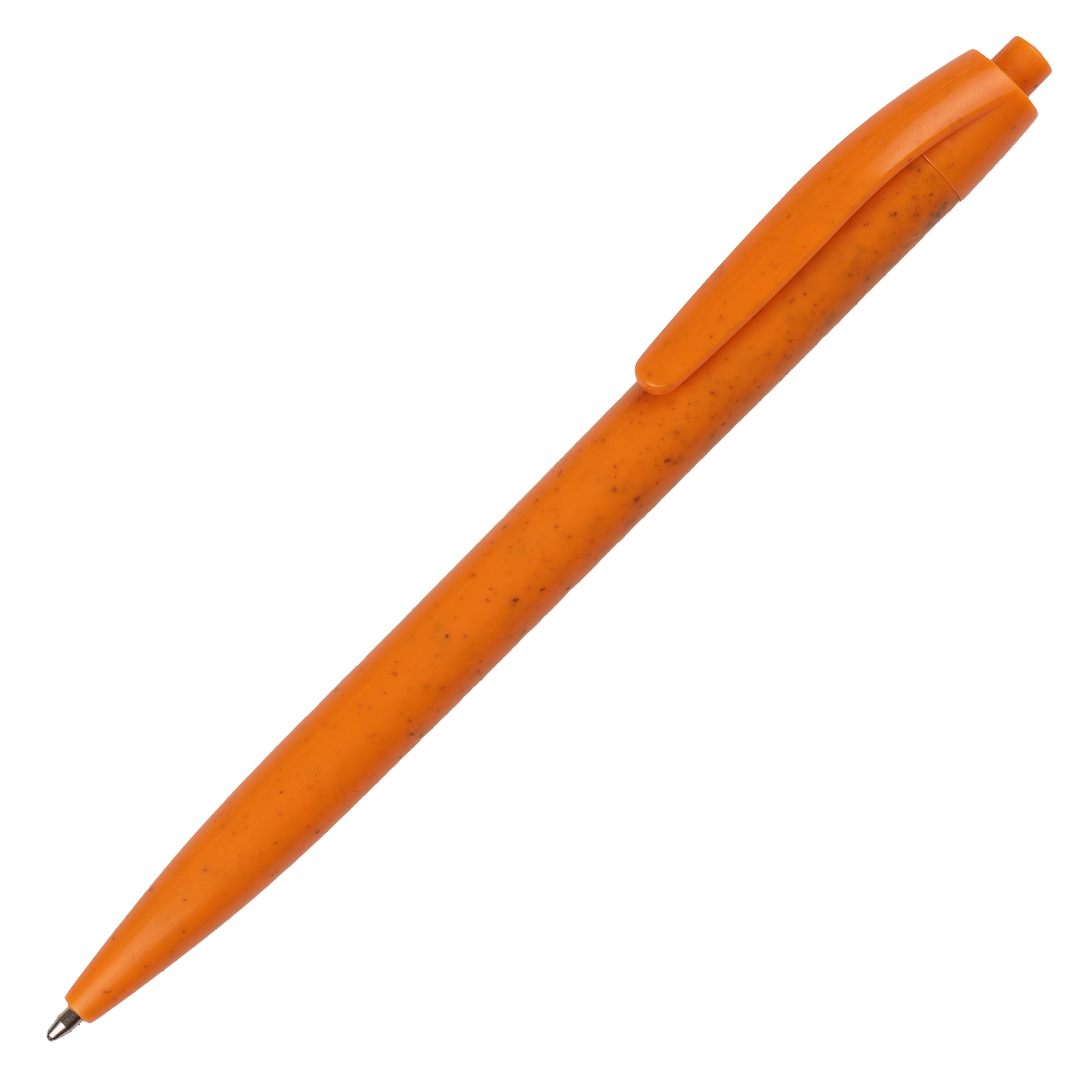 A push action ball pen made from 30% less plastic with the addition of wheat straw