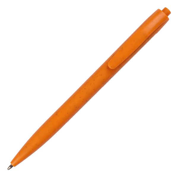 A push action ball pen made from 30% less plastic with the addition of wheat straw