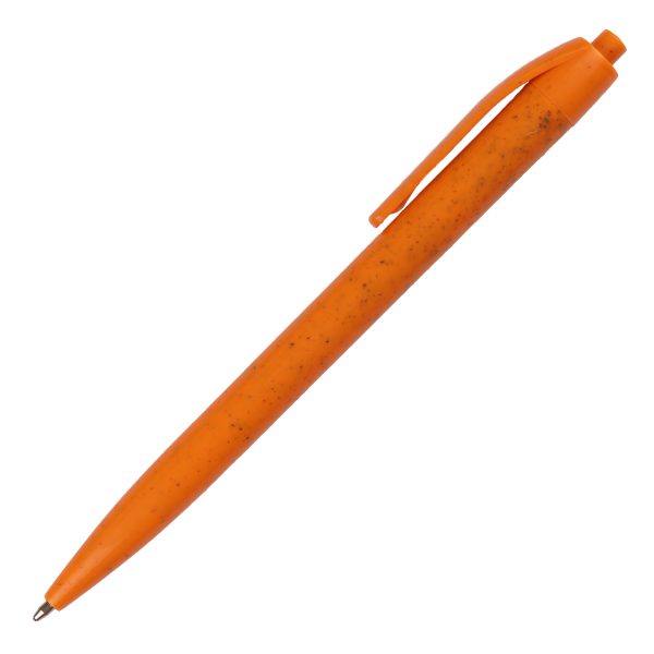 A push action ball pen made from 30% less plastic with the addition of wheat straw