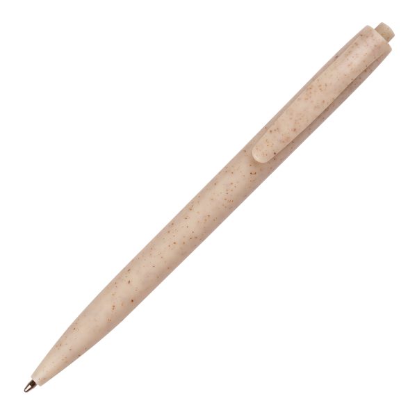 A push action ball pen made from 30% less plastic with the addition of wheat straw