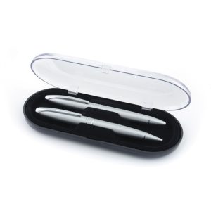 A practical, oval styled gift box with clear hinged lid. Suitable for most pen sets but please check as large diameter pens will not fit.