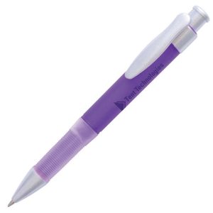 A really substantial push action ball pen with real metal nose cone and plunger and a range of vibrant frost colours.