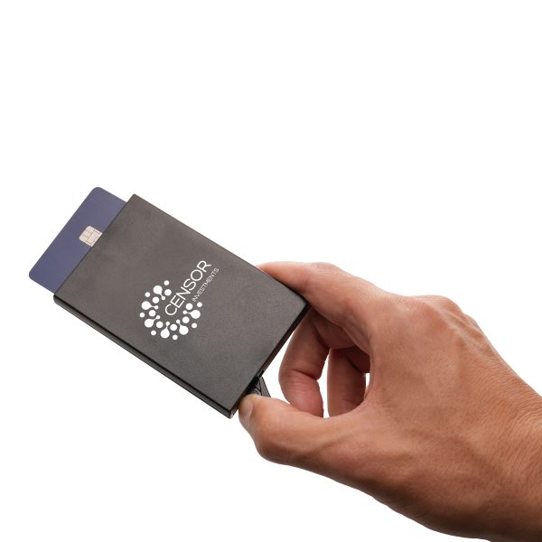 Made from recycled plastic this Radio Frequency Identification (RFID) card holder is designed to protect your card details and personal information with advanced technology.