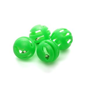 A colourful plastic kitten ball set includes 4 jingle balls with a fully bespoke 2 sided printed header card.