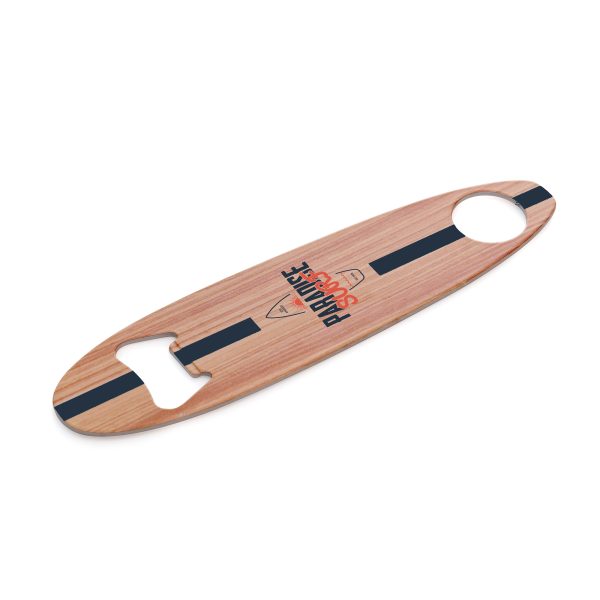 Sturdy and durable stainless steel bottle opener with smooth round edges.