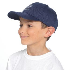 Durable 6-panel kids baseball cap with a curved peak and adjustable hook-and-loop fastener for a comfortable, secure fit.