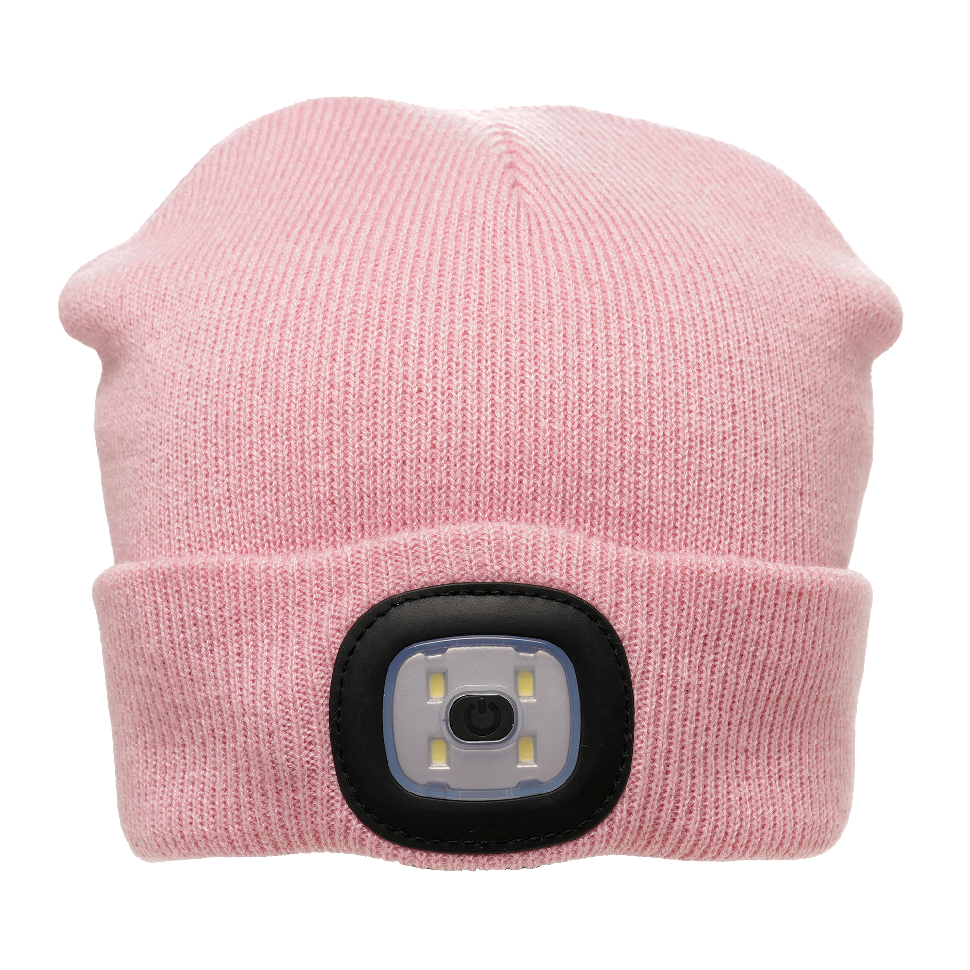 Children’s beanie hat featuring an integrated rechargeable LED light with 3 light intensity levels.