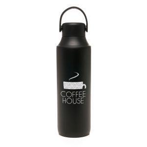 660ml double walled bottle made from recycled stainless steel with matte finish, screw-top dual opening including removable top section, rubber carry handle and silicone seal. BPA and PVC free.