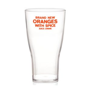1 pint (568ml) high ball tumbler with a tulip-shaped base, made from Tritan™ Renew with 50% recycled material. Perfect for cold beverages, it is transparent, lightweight, and shatter-resistant, offering the look of glass with the practicality of plastic. BPA & PVC free.