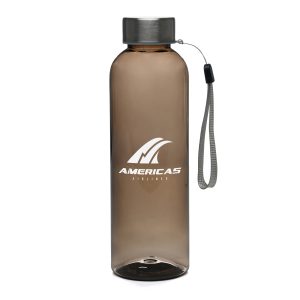 Transparent 550ml reusable bottle made from durable RPET with a sleek silver screw lid and secure silicone seal.