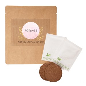 A natural grow kit, lightweight and neatly packaged with personalisation on the front and sowing instructions on the back, sealed in a heat-sealed envelope. Each kit includes 2 matching seed packets and 2 Cocopress® compost tablets, with a choice from a wide variety of seeds.