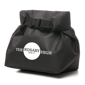 Compact roll down cooler bag crafted from PET plastic, featuring an aluminium lining to maintain cool temperatures and a secure PP plastic buckle. Includes a large area for branding.