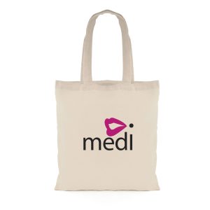 Budget natural 5oz cotton shopper tote bag with long handles (UV digital print only available on Natural. Full Colour Transfer available on all colours)