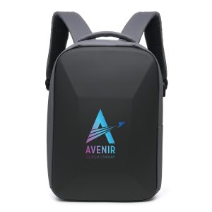 Premium hardshell backpack with secure combination lock, integrated USB charging port, and padded laptop compartment. Sleek design with concealed back pocket and ergonomic support.