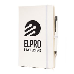 2-in-1 recycled A5 White Mole Notebook with a matching Mole Mate Ball Pen, sourced to perfectly colour coordinate. (QS2865 + TPC982001)