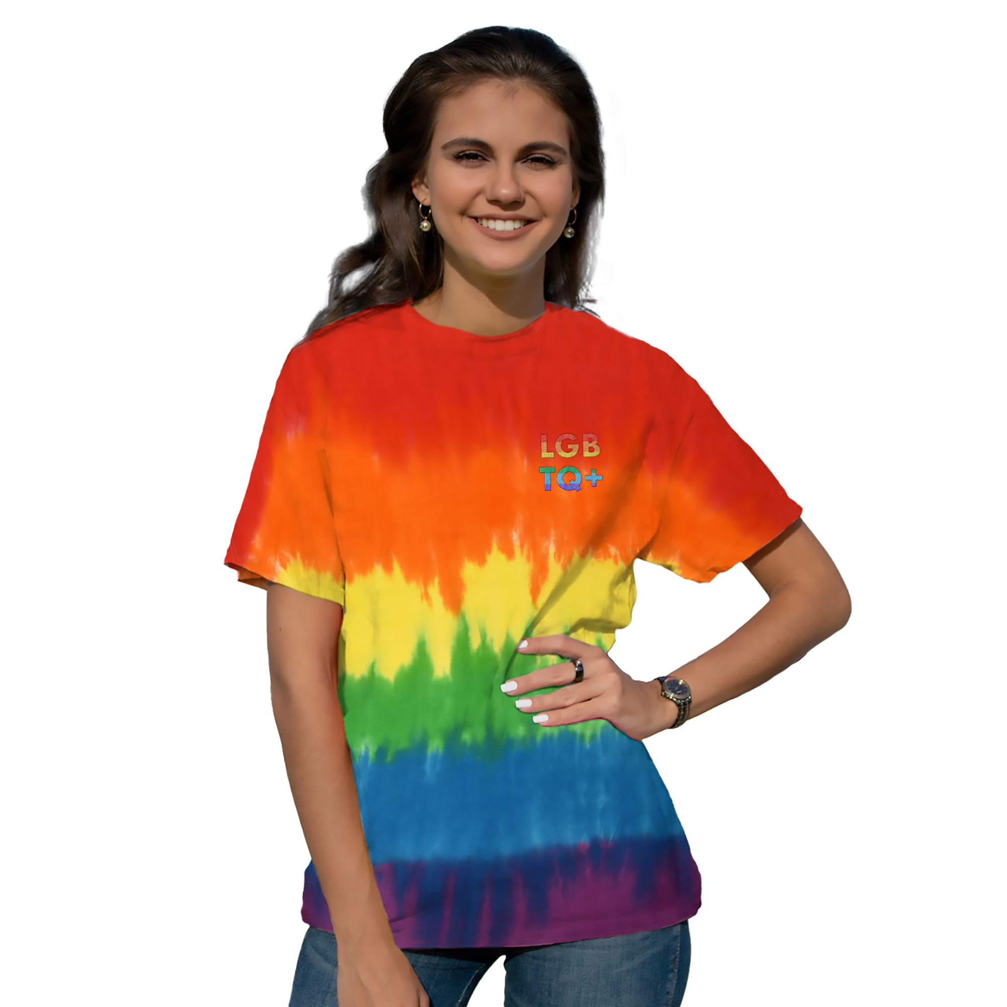 Stand out with this hand-dyed, heavyweight rainbow tie-dye t-shirt, built for lasting colour and easy care. PRICE SHOW IS FOR SIZES S-XL. PRICE FOR SIZE 2XL PLEASE CONTACT SALES OFFICE.