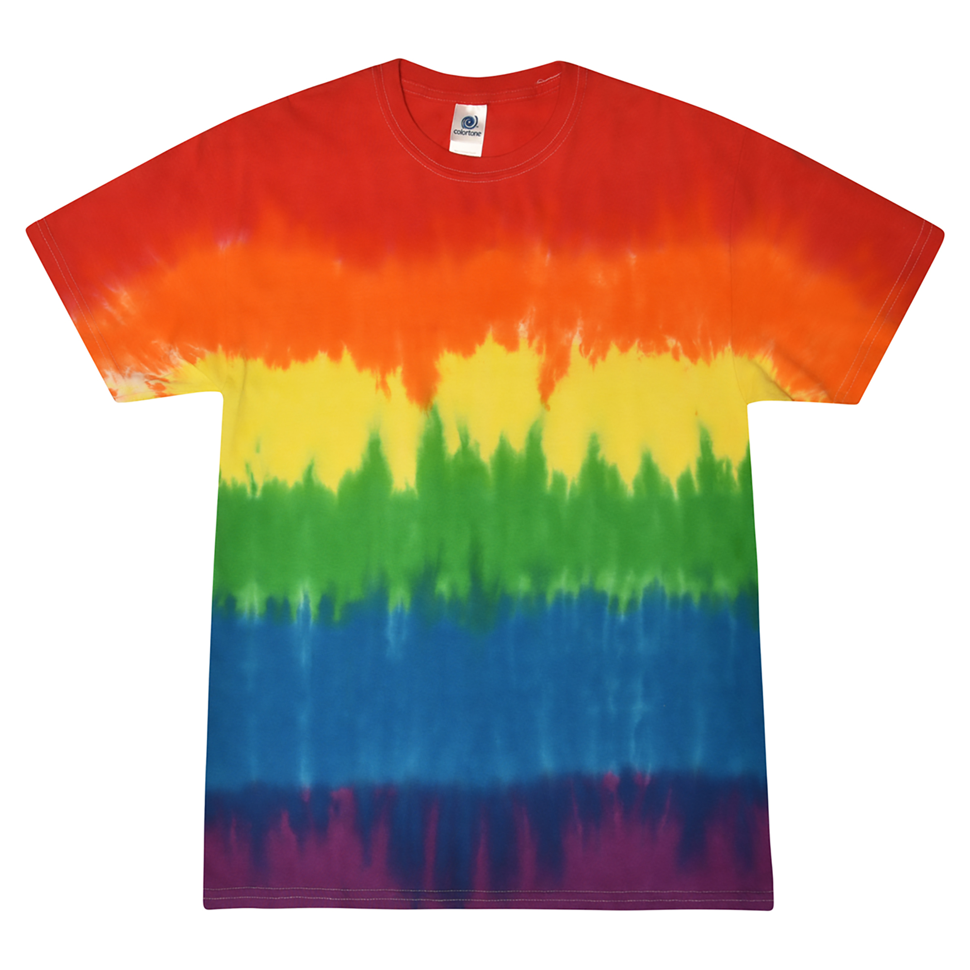 Stand out with this hand-dyed, heavyweight rainbow tie-dye t-shirt, built for lasting colour and easy care. PRICE SHOW IS FOR SIZES S-XL. PRICE FOR SIZE 2XL PLEASE CONTACT SALES OFFICE.