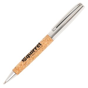 A prestigious metal ball pen with a distinctive cork barrel and elegant, high shine chrome fittings. The twist action mechanism and quality ink refill offers a smooth writing experience.