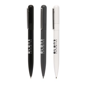 Recycled brass twist action ball pen with attractive matt finish to the barrel, complemented by a steel chrome clip. Sleek and stylish whilst offering a range of colours to match with your branding.