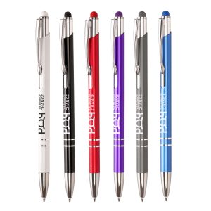 A sleek stylus ball pen with a recycled aluminium barrel and a smooth stylus tip for an easy touch screen navigation. Choose from a variety of captivating metallic colours to leave a lasting impression while giving materials a new purpose!