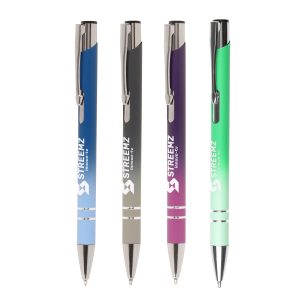 Recycled aluminium ball pen that offers excellent value for money elevated by a metal clip for a higher end feel. The stunning ‘ombre’ effect makes this a memorable promotional piece.