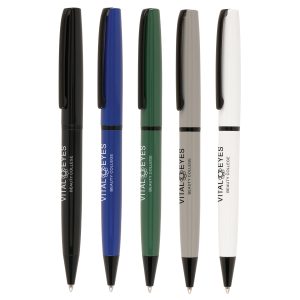 This aluminium barrel pen exudes elegance with black nose cone and black clip, complemented by a black middle ring that adds a touch of modern sophistication to your writing experience.