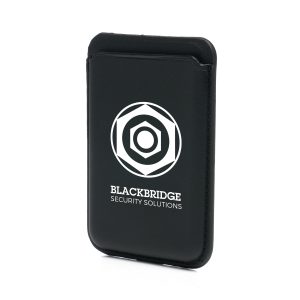 PU leather phone card holder with magnetic attachment, RFID protection, and secure slot for cards. Fits most smartphones.