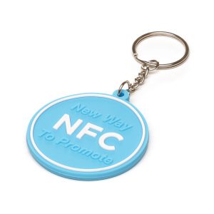 Bespoke PVC keyring with split ring and embedded NFC chip. Instantly share links, contact details, or digital info just tap with any compatible device. A practical way to carry and showcase your company logo on the go.